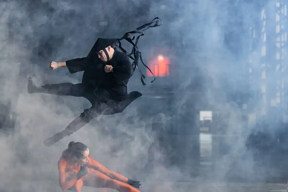 Scene di combattimento dinamico con coreografia spettacolare